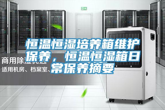 恒温恒湿培养箱维护保养，恒温恒湿箱日常保养摘要